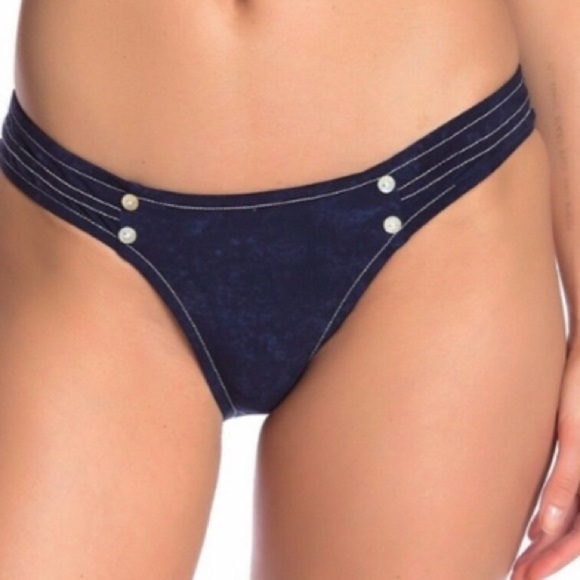 NWT ROBIN PICCONE 'Valeria' Tab Side Bikini Bottom Indigo - Picture 2 of 12